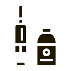 Poster - Syringe and Medicine Beaker glyph icon vector. Syringe and Medicine Beaker Sign. isolated symbol illustration