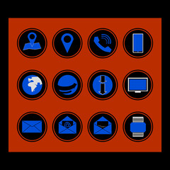 Wall Mural - Blue and black icon set-web-card-business