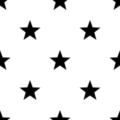 Wall Mural - black stars on white background seamless pattern.
