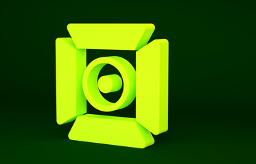 Sticker - Yellow Movie spotlight icon isolated on green background. Light Effect. Scene, Studio, Show. Minimalism concept. 3d illustration 3D render.