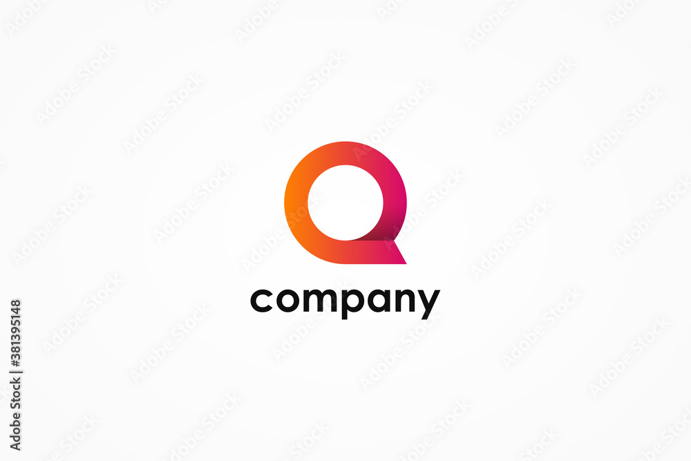 Simple Initial Letter Q Logo. Red and Orange Circle Shape Origami Style ...