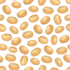 Wall Mural - Watetcrolor repeated seamless pattern of soy beans