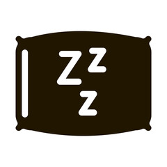 Sticker - Cozy Pillow For Sleeping glyph icon vector. Cozy Pillow For Sleeping Sign. isolated symbol illustration