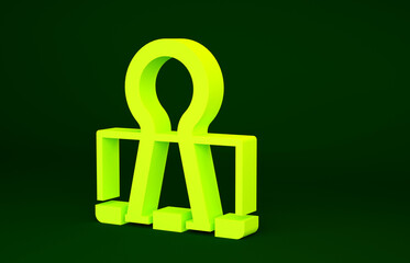 Sticker - Yellow Binder clip icon isolated on green background. Paper clip. Minimalism concept. 3d illustration 3D render.