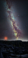 blood moon and the milky way high resolution deep space panorama