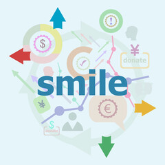 Poster - Text Smile. Social concept. Linear Flat Business icon set. Marketing promotion concept