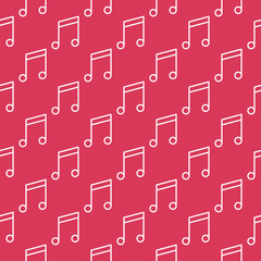 Aufkleber - Musical Note red seamless pattern - vector Music modern background