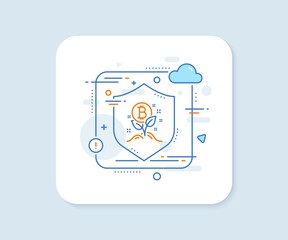 Poster - bitcoin line icon. abstract vector button. cryptocurrency startup sign. crypto leaf symbol. bitcoin 