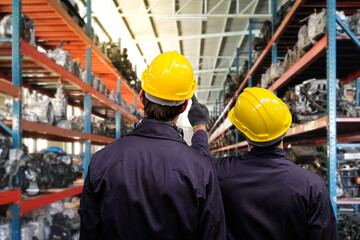 profession technician engineer and Apprentice discussion in factory