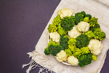 Assorted broccoli, romanesco and cauliflower