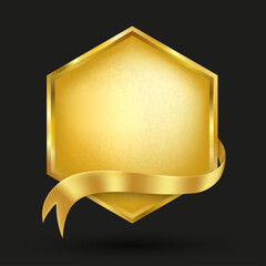 Wall Mural - gold banner with gold ribbon.
