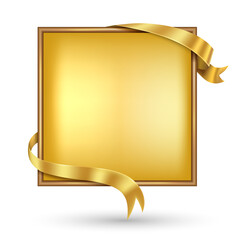 Wall Mural - gold banner with gold ribbon.