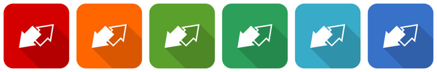 Leinwandbilder - Exchange icon set, flat design vector illustration in 6 colors options for webdesign and mobile applications