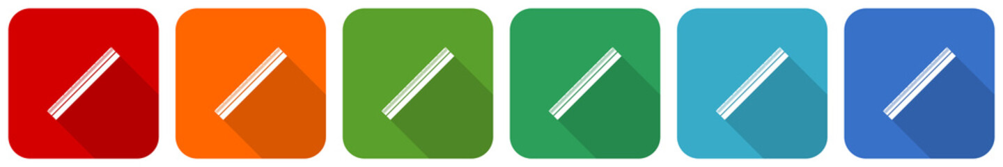 Aufkleber - Ruler, tool, measurement, equipment, education, school icon set, flat design vector illustration in 6 colors options for webdesign and mobile applications