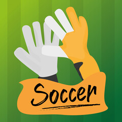 Sticker - Soccer goalkeeper gloves. Soccer uniform - Vector illustration