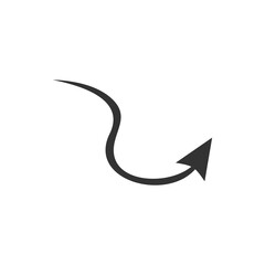 Poster - Doodle arrow icon. Black handmade curve arrow vector illustration. Isolated on white.