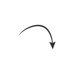 Poster - Doodle arrow icon. Black handmade curve arrow vector illustration. Isolated on white.