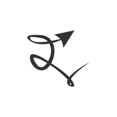 Poster - Doodle arrow icon. Black handmade curve arrow vector illustration. Isolated on white.