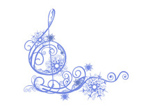 Winter Music. Abstract Treble Clef Decorated With Snowflakes And Notes. Vector Illustration.