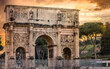 Rome/Italy -February 23, 2019:The triumphal Arch of Constantine next to the Colosseum in Rome.