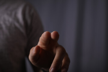 Poster - touching finger press young man