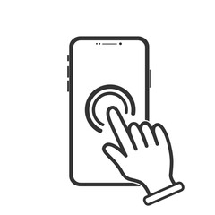 Leinwandbilder - Hand touch screen smartphone icon. Click on the smartphone. Vector icon