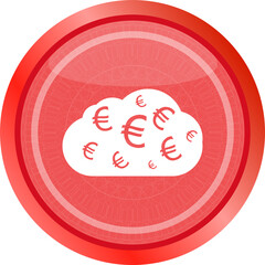 Poster - web icon cloud with euro sign, web button isolated on white