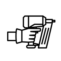 Wall Mural - hand with nail gun outline icon. clipart image isolated on white background.