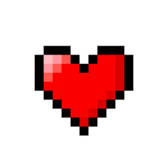 Fototapete - Pixel heart icon. Clipart image isolated on white background.