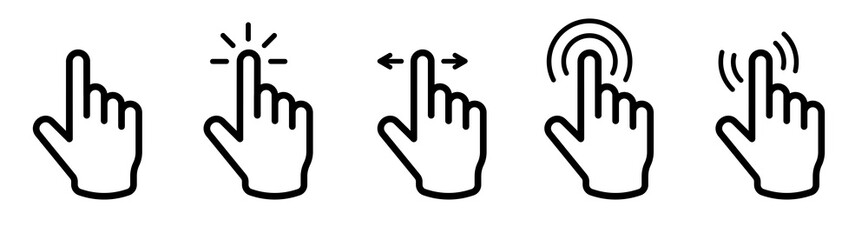Poster - Set of Cursor icons click, vector icons. Mouse click cursor set. Cursor icon. Vector illustration.