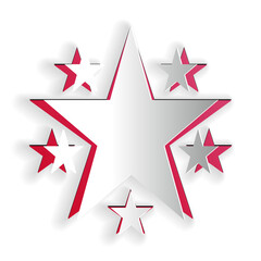 Poster - paper cut star icon isolated on white background. favorite, best rating, award symbol. paper art sty