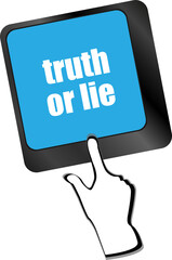 Poster - truth or lie button on computer keyboard key