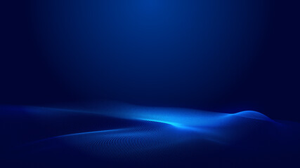 Aufkleber - Dot blue wave light screen gradient texture background. Abstract  technology big data digital background. 3d rendering.