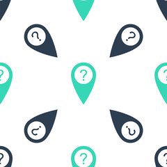Poster - Green Map pointer with Question symbol icon isolated seamless pattern on white background. Marker location sign. For location maps. Index location on map. Vector.