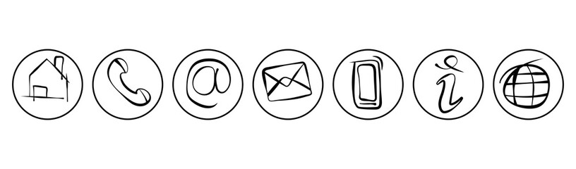 Poster - Drawing contact icons. Vector circle icons contact.