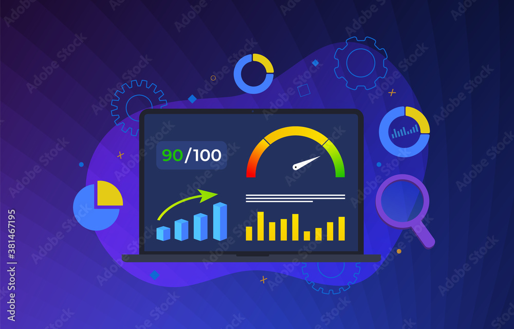 Website Page Speed Optimization vector illustration. Loading time ...