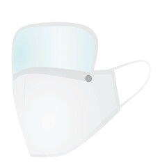 Sticker - White face mask with visor. vector