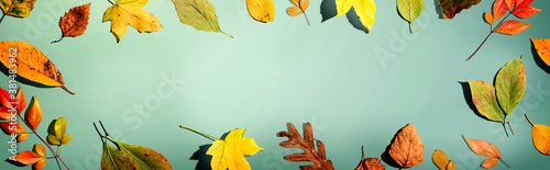 Fotomural Colorful autumn leaves overhead view - flat lay