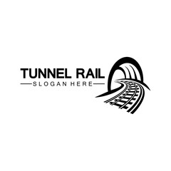 Rail with tunnel logo icon vector design template