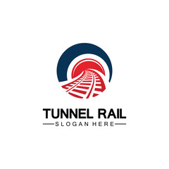 Rail with tunnel logo icon vector design template