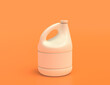 white plastic bleach container on yellow orange background, flat colors, single color, 3d rendering, against covid-19