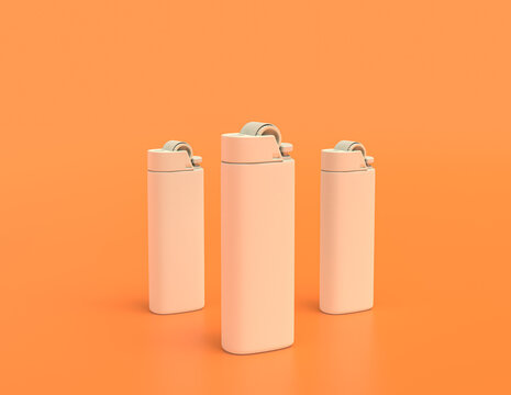 a couple of lighter white plastic bad habit objects  in yellow orange background, flat colors, single color, 3d rendering