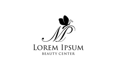 Poster - initial letter M and P with butterfly logo design template