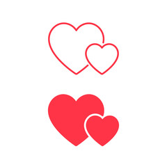 Poster - Two Hearts icon set isolated on White Background - Vector flat Illustration. Love concept