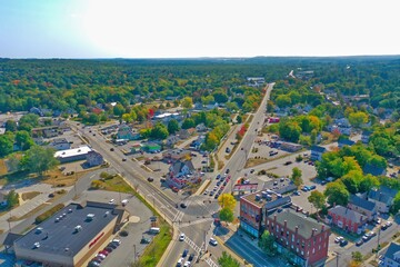 Wall Mural - Aerial Drone Photography Of Downtown Rochester, NH (New Hampshire) During The Fall