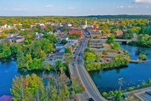 Aerial Drone Photography Of Downtown Rochester, NH (New Hampshire) During The Fall