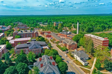 Wall Mural - Aerial Drone Photography Of Downtown Durham, NH (New Hampshire) During The Summer