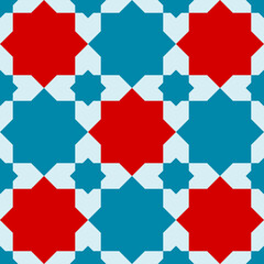 Poster - Seamless Repeating Pattern with Oriental Decoration Star Elements. Vector Image.