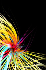 Poster - Abstract Twisted Light Fibers. Anime Effects Background Overlay Blend. Modern Fractal Floral Leaf Design Fantasy Majestic Background. Illuminated Light Painting. Computer Generated Majestic Wallpaper