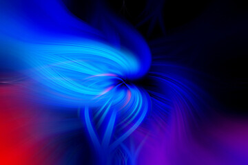 Poster - Abstract blue illustration. Interesting, swirling, abstract background or texture with shades flowing outwards. Modern Fractal Floral Leaf